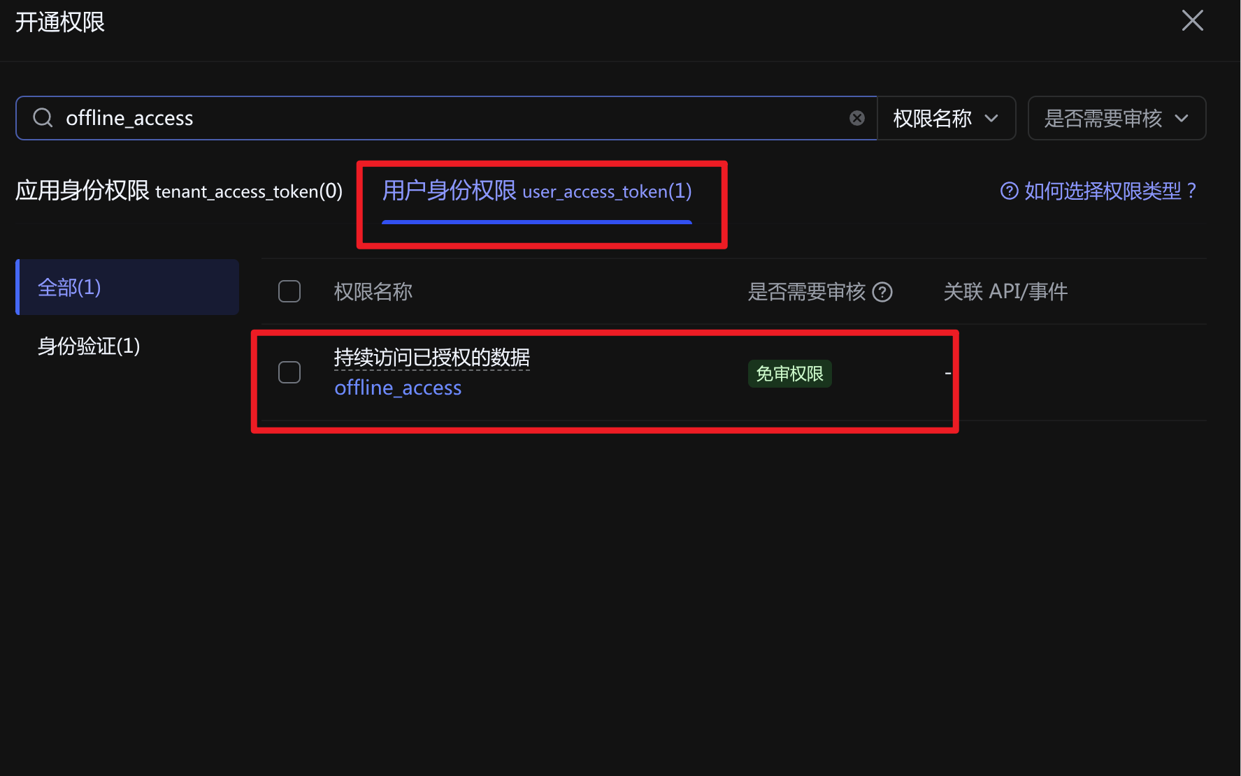 离线访问权限